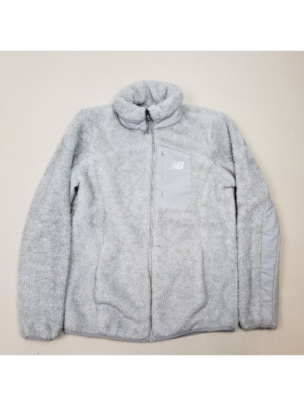 New Balance Women's Q Speed Fleece Sherpa Jacket Gray Full Zip Sz S